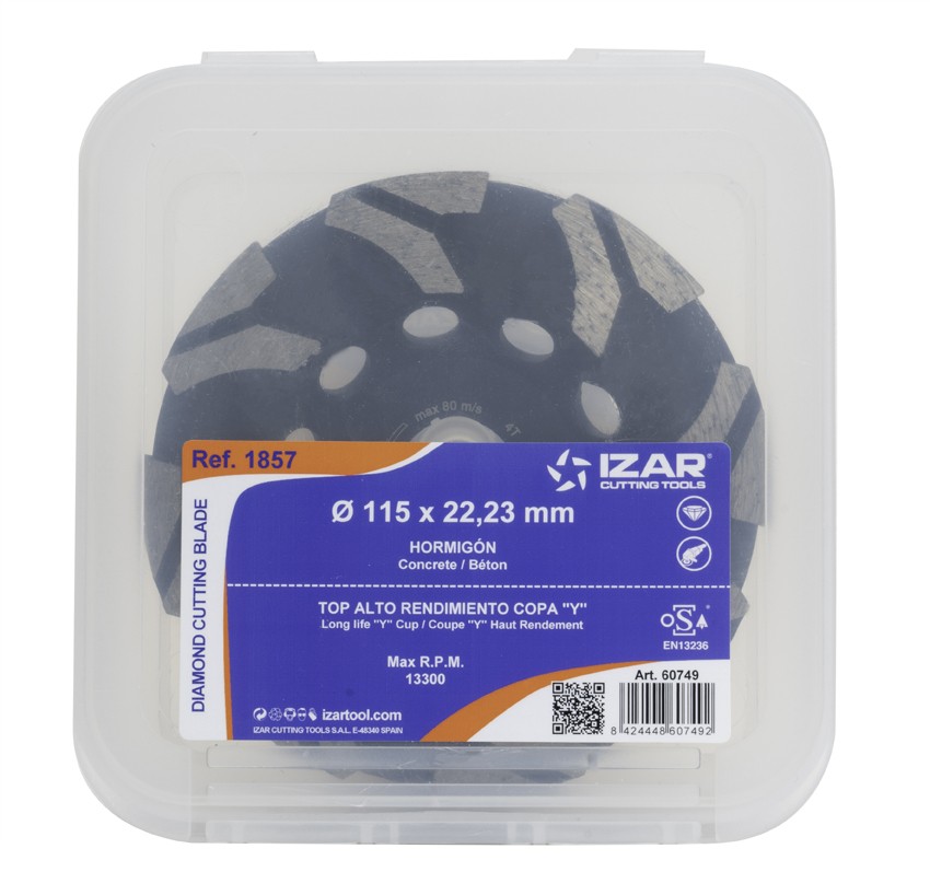 DISCO DIAMANTE HORMIGON FORMA COPA Y TOP - 1857 - 115 mm