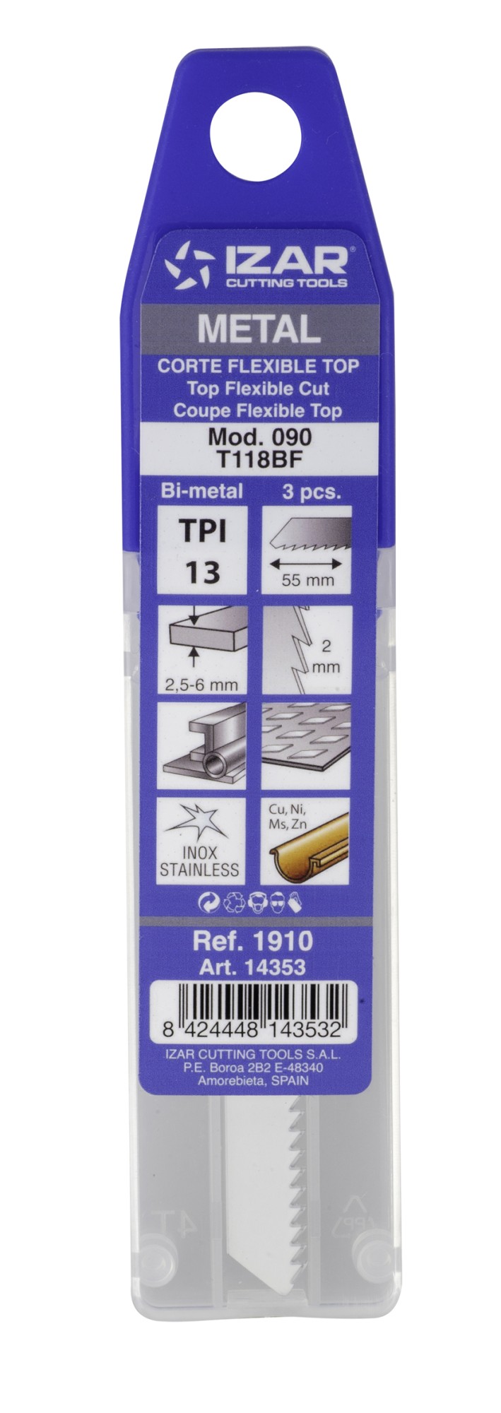 SIERRA CALAR METAL AMARRE T - 1910 - MOD. 090 (T118BF) - (pack 3 uds.  -  EUR/pack)