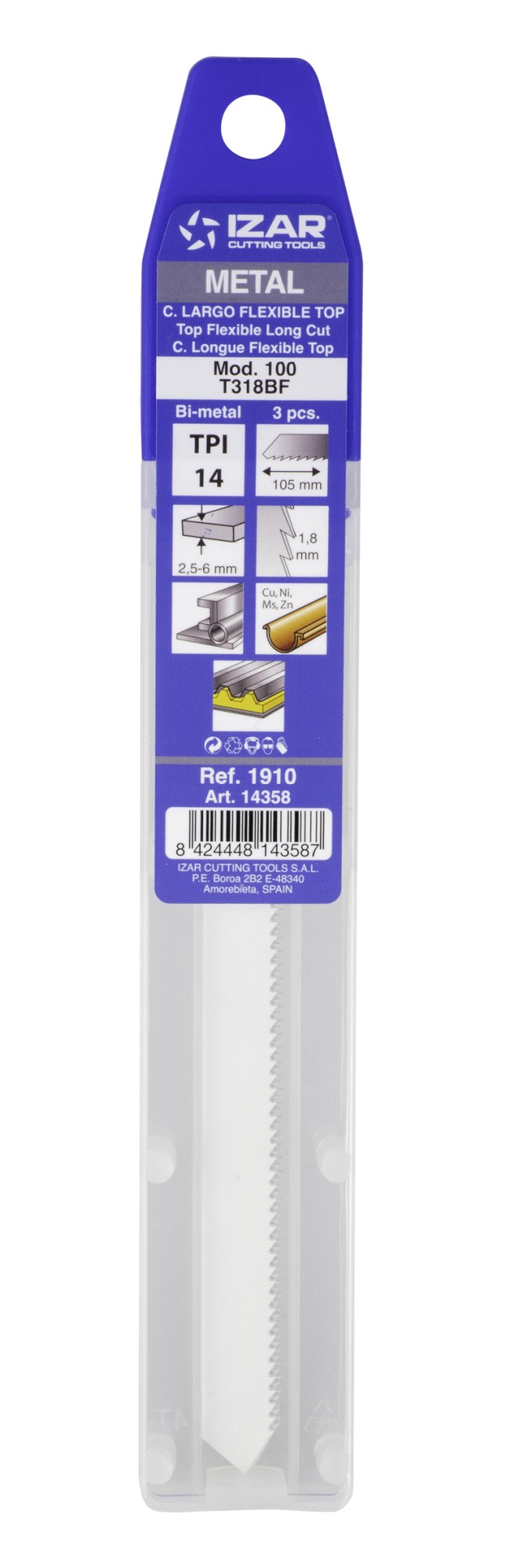 SIERRA CALAR METAL AMARRE T - 1910 - MOD. 100 (T318BF) - (pack 3 uds.  -  EUR/pack)