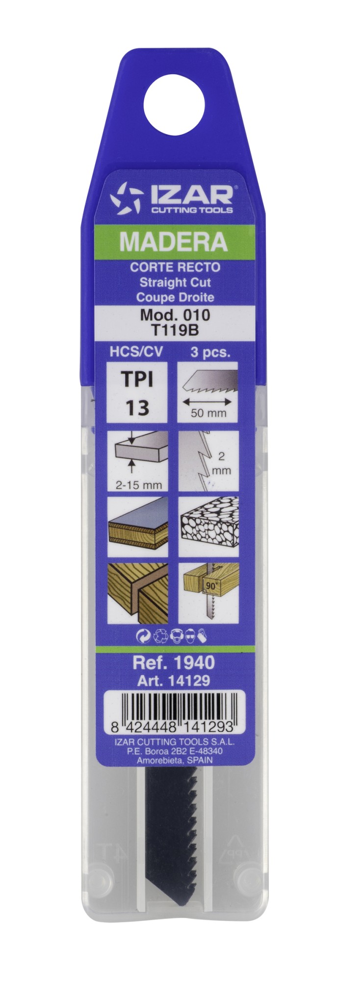 SIERRA CALAR MADERA AMARRE T - 1940 - MOD. 010 (T119B) - (pack 3 uds.  -  EUR/pack)