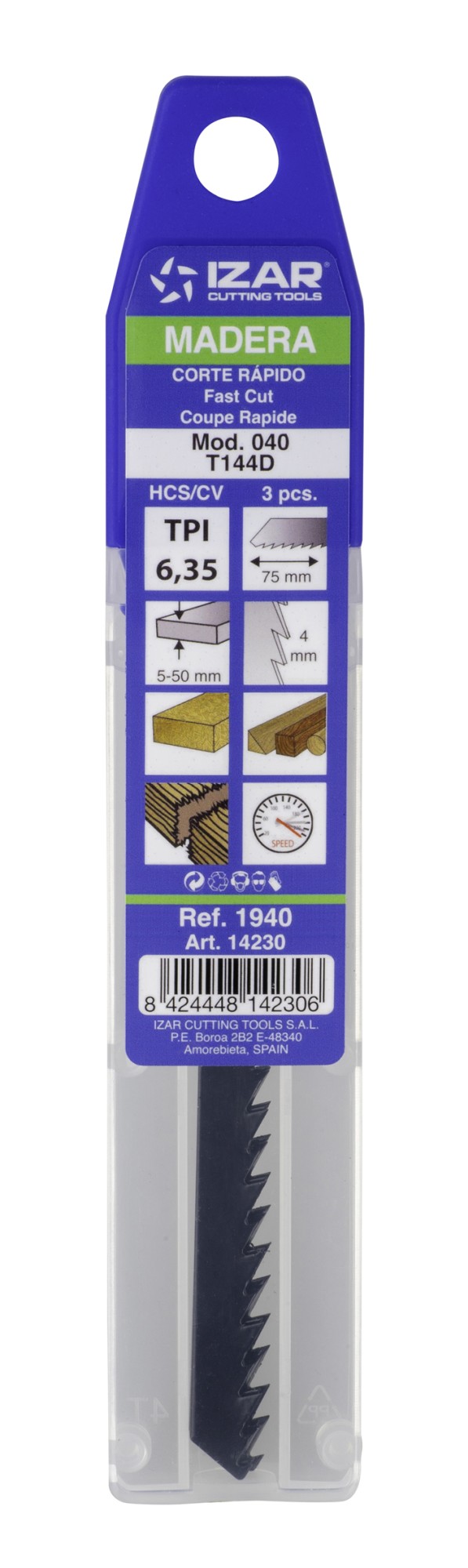 SIERRA CALAR MADERA AMARRE T - 1940 - MOD. 040 (T144D) - (pack 3 uds.  -  EUR/pack)