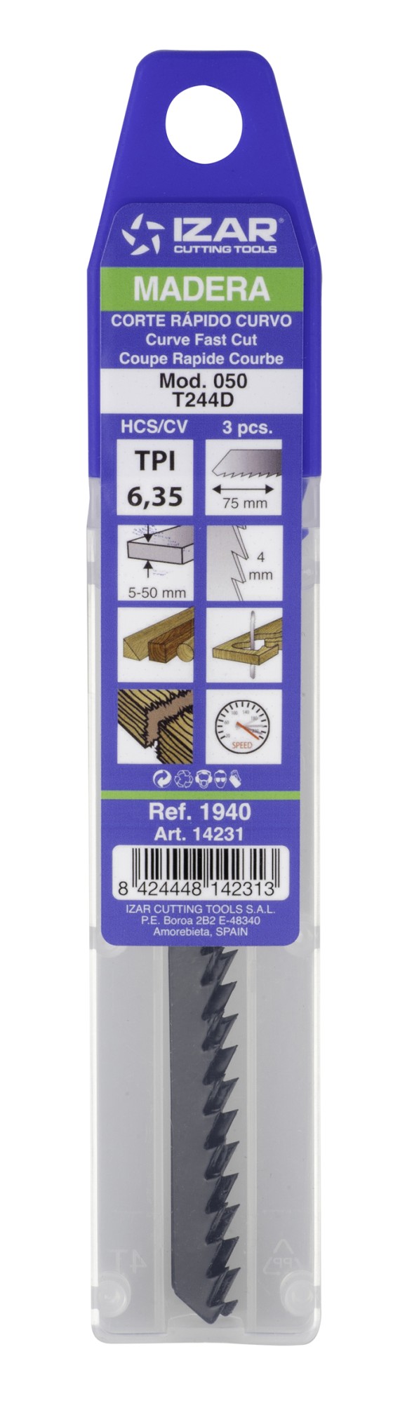 SIERRA CALAR MADERA AMARRE T - 1940 - MOD. 050 (T244D) - (pack 3 uds.  -  EUR/pack)