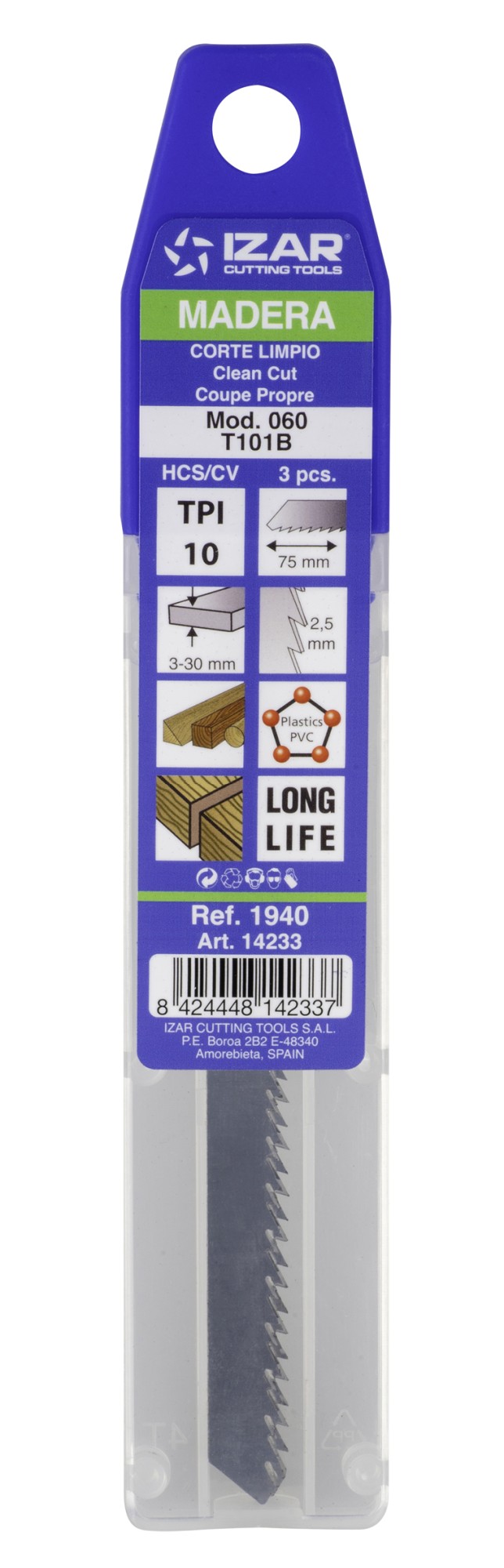 SIERRA CALAR MADERA AMARRE T - 1940 - MOD. 060 (T101B) - (pack 3 uds.  -  EUR/pack)