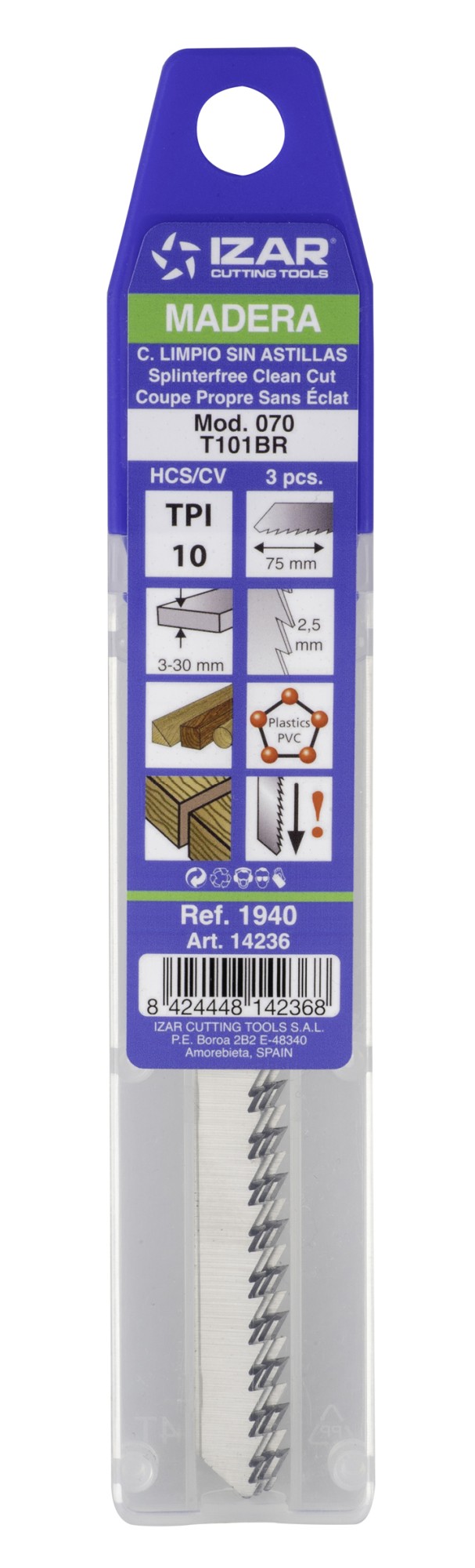 SIERRA CALAR MADERA AMARRE T - 1940 - MOD. 070 (T101BR) - (pack 3 uds.  -  EUR/pack)