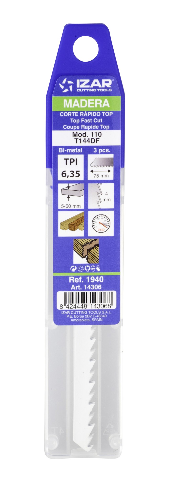 SIERRA CALAR MADERA AMARRE T - 1940 - MOD. 110 (T144DF) - (pack 3 uds.  -  EUR/pack)