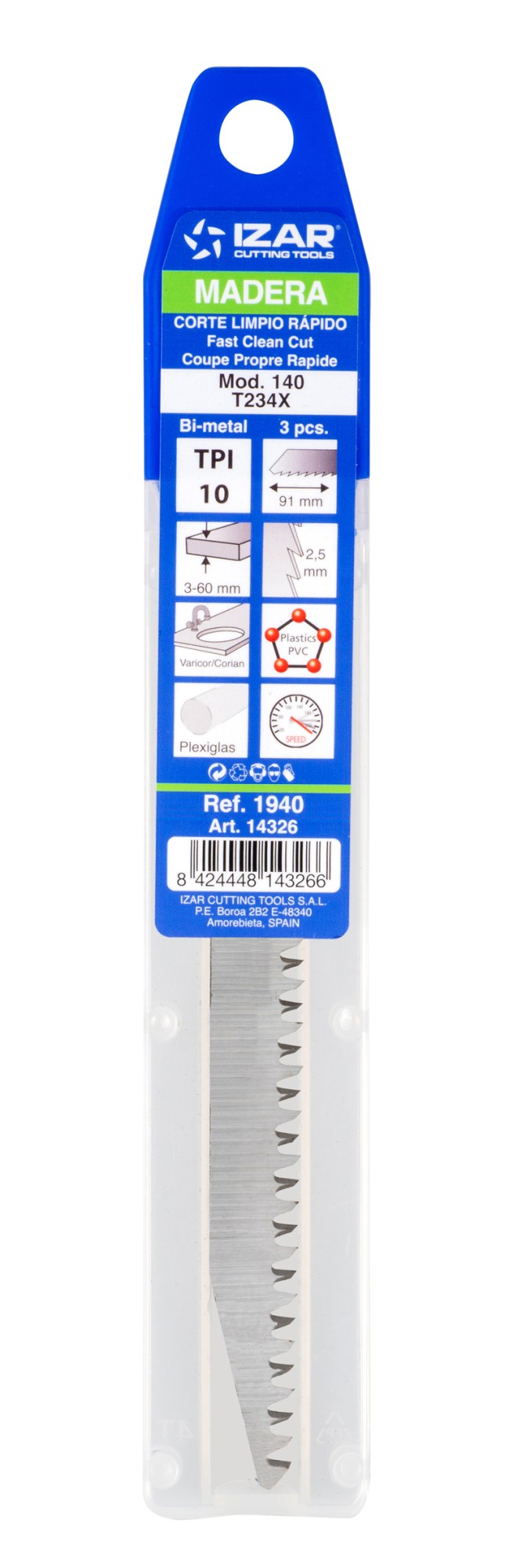 SIERRA CALAR MADERA AMARRE T - 1940 - MOD. 140 (T234X) - (pack 3 uds.  -  EUR/pack)