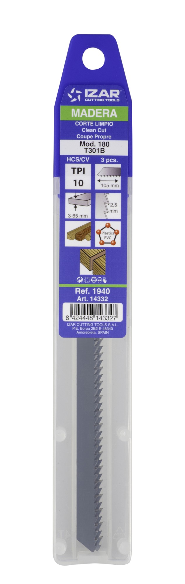 SIERRA CALAR MADERA AMARRE T - 1940 - MOD. 180 (T301B) - (pack 3 uds.  -  EUR/pack)