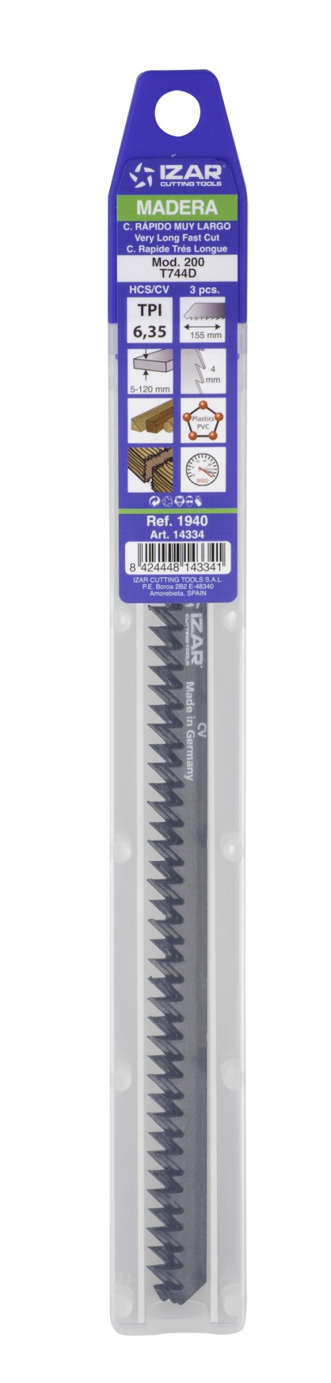 SIERRA CALAR MADERA AMARRE T - 1940 - MOD. 200 (T744D) - (pack 3 uds.  -  EUR/pack)