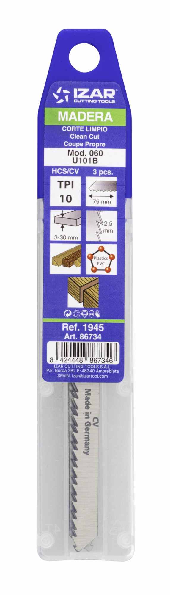 SIERRA CALAR MADERA AMARRE U - 1945 - MOD. 060 (U101B) - (pack 3 uds.  -  EUR/pack)