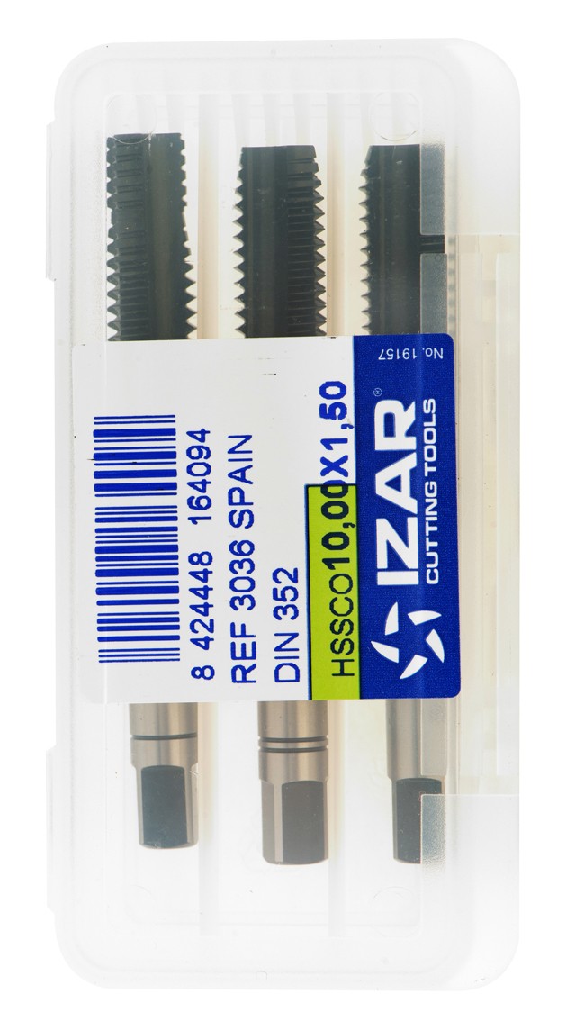 JUEGO 3-MACHOS MANO HSS Co DIN352/2181 (M/MF) INOX - 3036 - 02,00X0,40