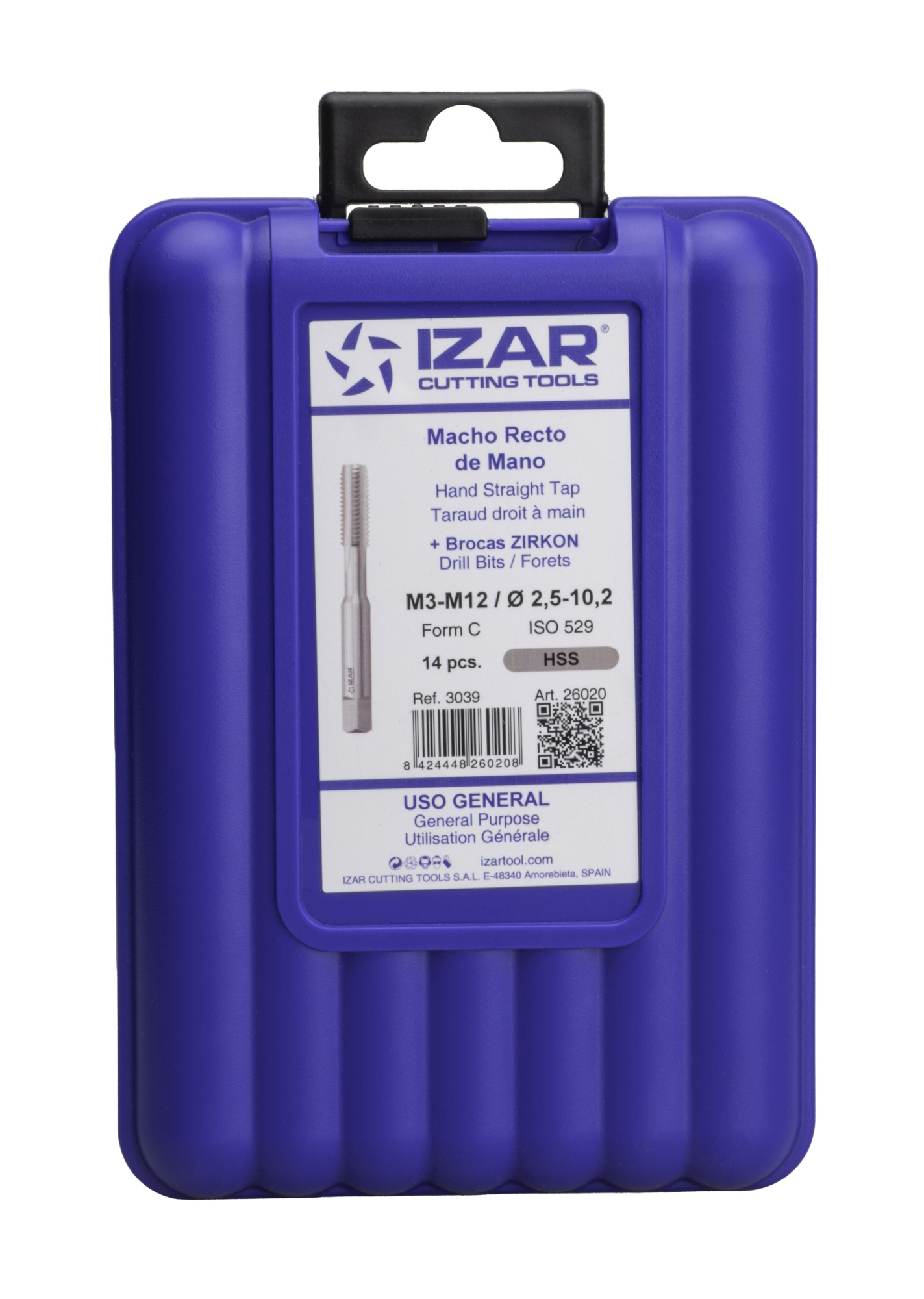 MACHO MANO RECTO HSS ISO 529 (M) - 3039 - SET + BROCA 1015 ZIRKON