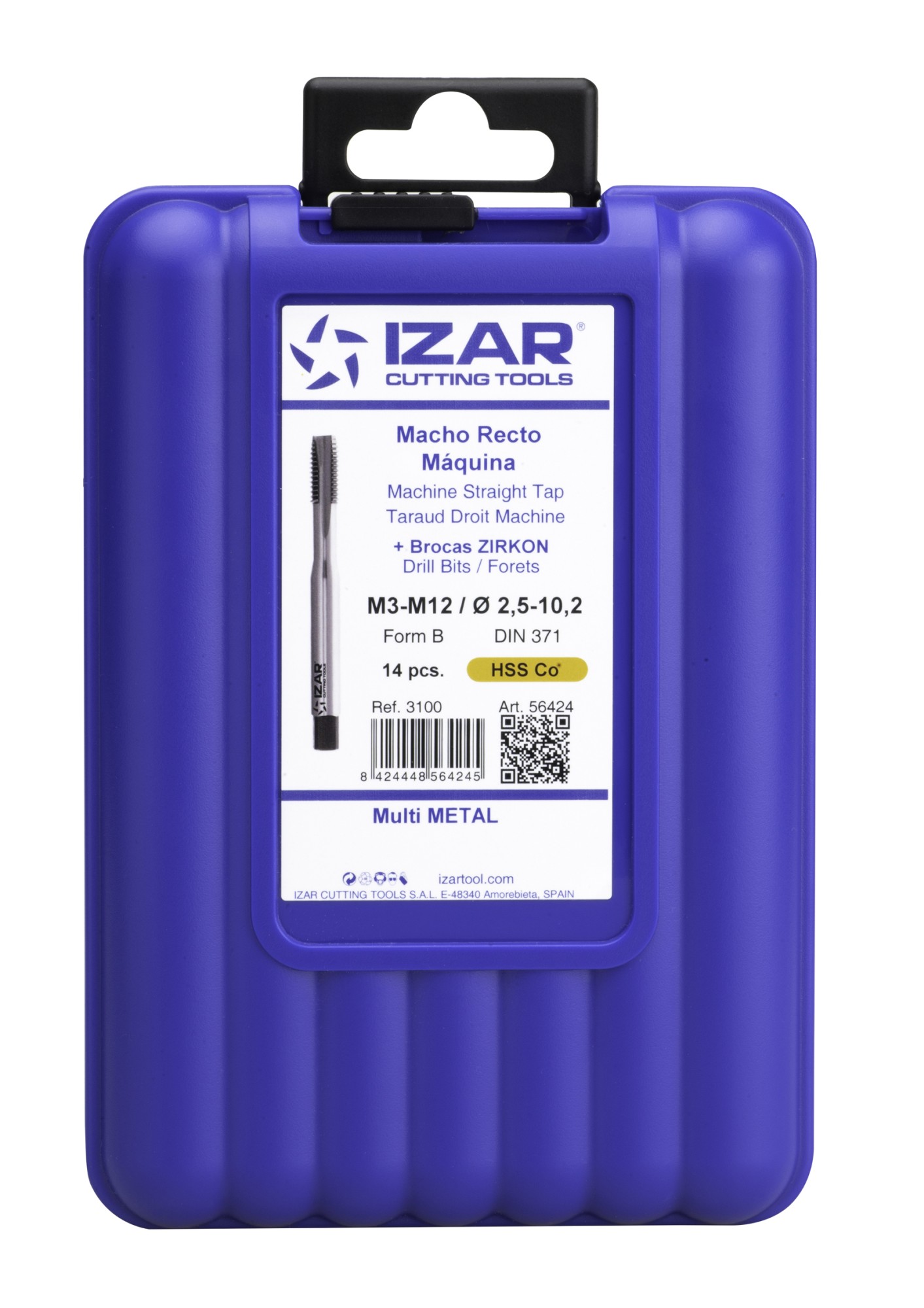 MACHO MAQUINA RECTO HSS Co DIN371 (M) GUN - 3100 - SET+BROCA ZIRKON