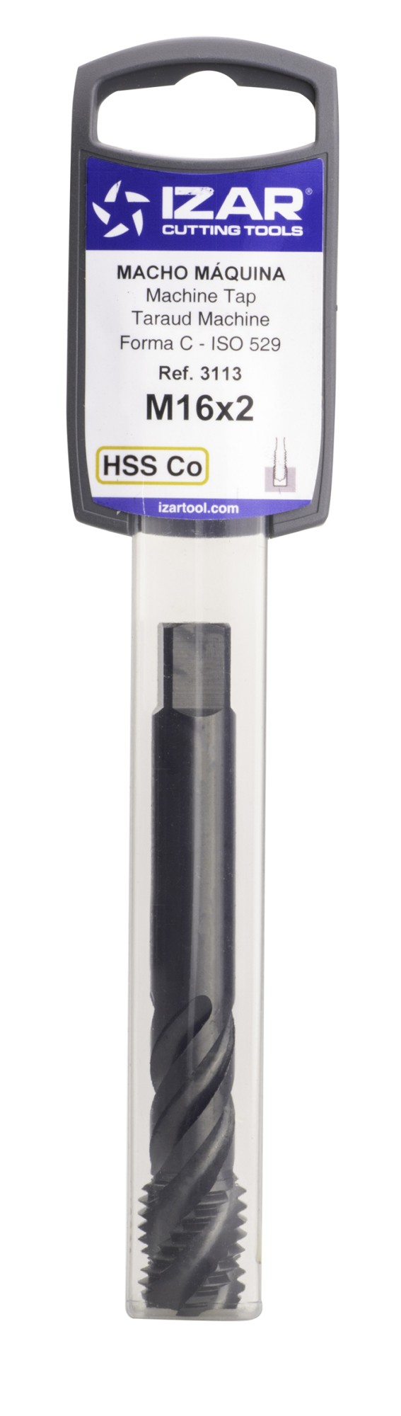 MACHO MAQUINA HELICOIDAL HSS Co ISO529 (M) - 3113 - 02,00X0,40