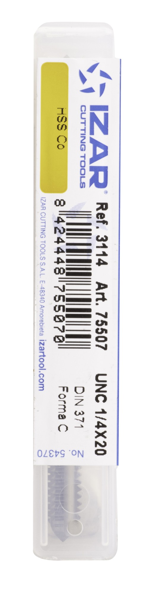 MACHO MAQUINA RECTO HSS Co DIN371 (UNC) - 3114 - N-05X40