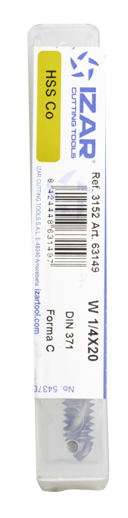 MACHO MAQUINA HELICOIDAL HSS Co DIN371 (W)  - 3152 - 0,01/08X40