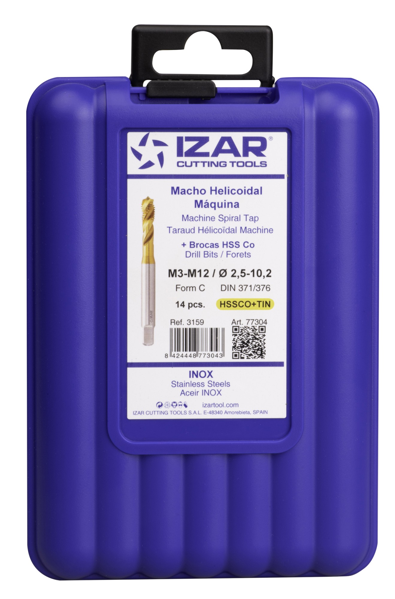 MACHO MAQUINA HELICOIDAL HSS Co DIN371 (M) INOX - 3159 - SET + 1016 HSS Co - TIN