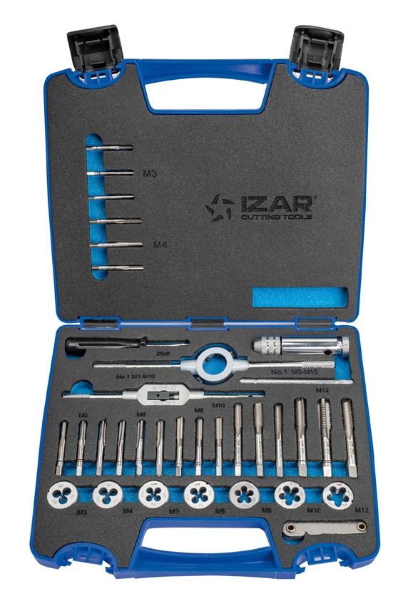 JUEGO MACHOS-COJINETES MANO - 3406 - M3-M12 + COMBI (MOD. 0) 33 pcs.