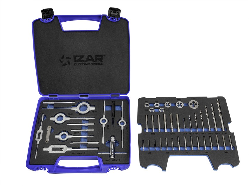 JUEGO MACHOS-COJINETES MANO - 3406 - M3-M12 + COMBI (MOD. 2) 45 pcs.