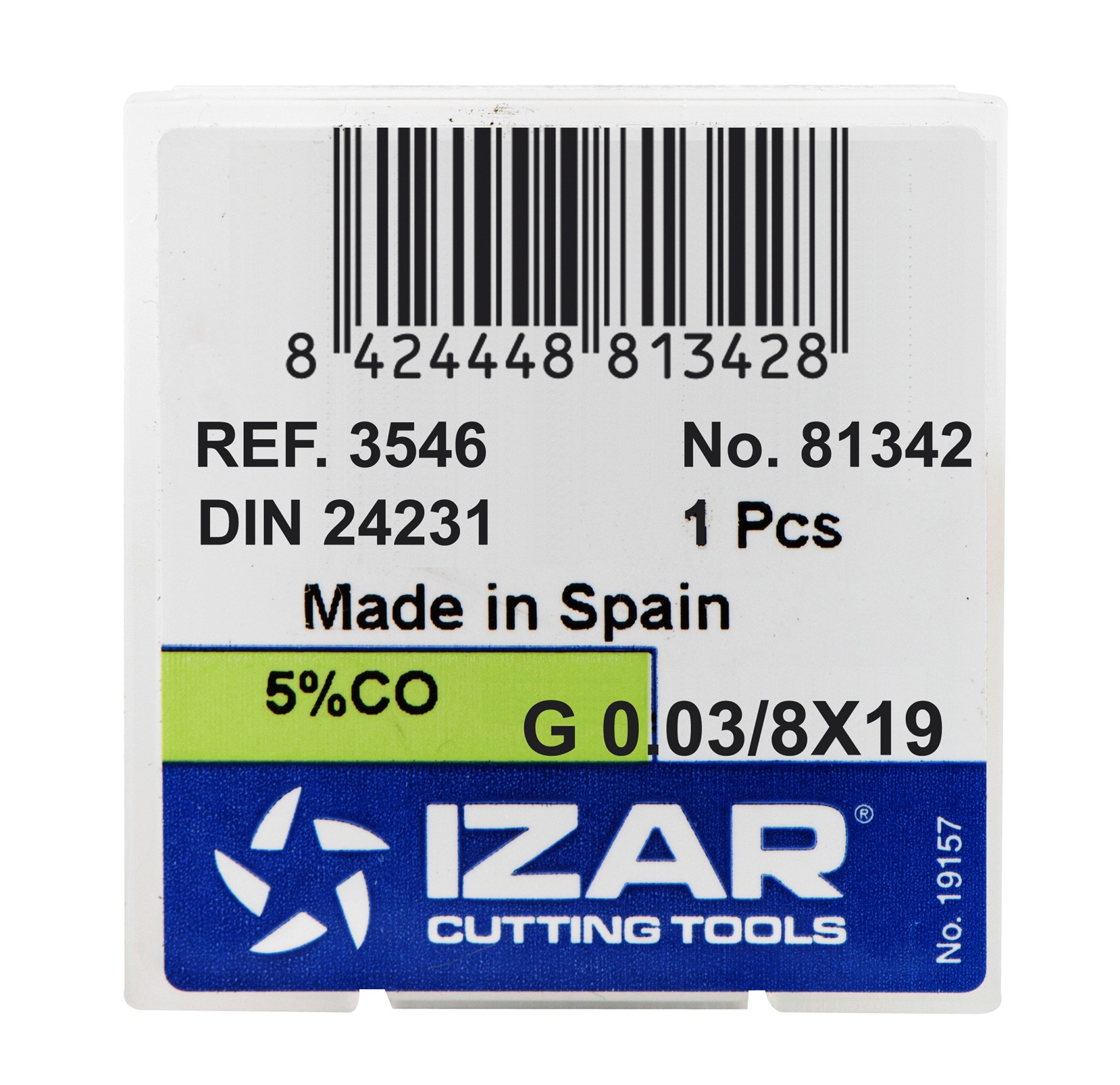 COJINETE MANO HSS Co DIN24231 (GAS-BSP) - 3546 - 0,01/08X28
