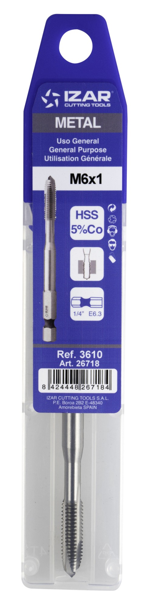 MACHO RECTO MANGO E6.3 (M) - 3610 - 03,00X0,50