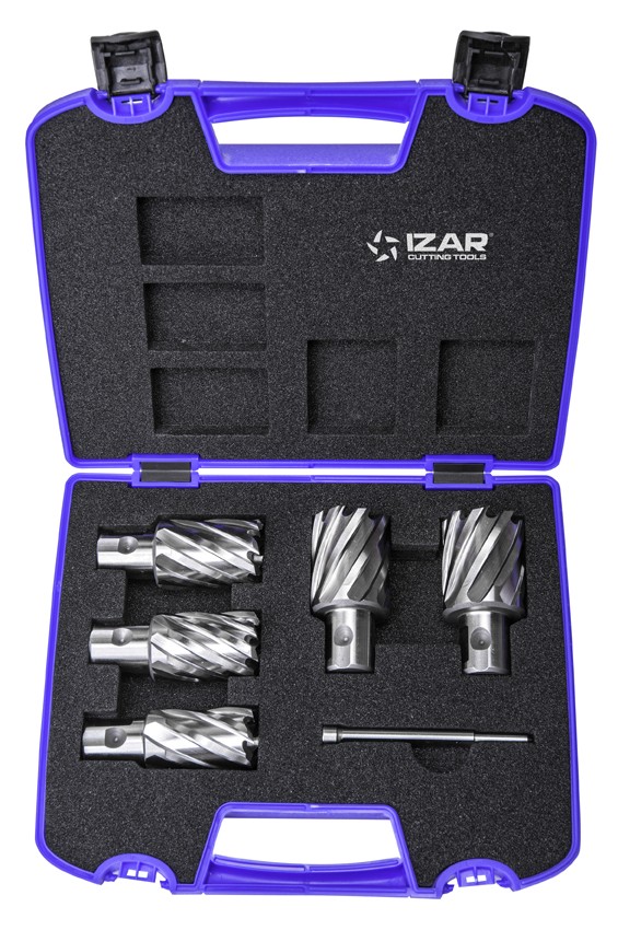 FRESA HUECA HSS-XT MAQUINA ELECTROMAGNETICA UNIVERSAL - 4060 - SET AZUL 24-26-28-30-32 mm