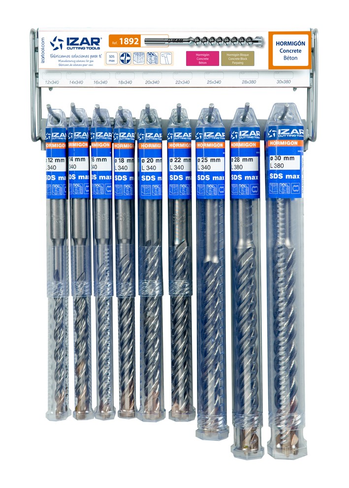 DISPLAYS Y PRESENTACIONES - 4995 - DISP. 33 - BROCA-MARTILLO SDS MAX 4 PUNTAS (12x340-30x370 mm)