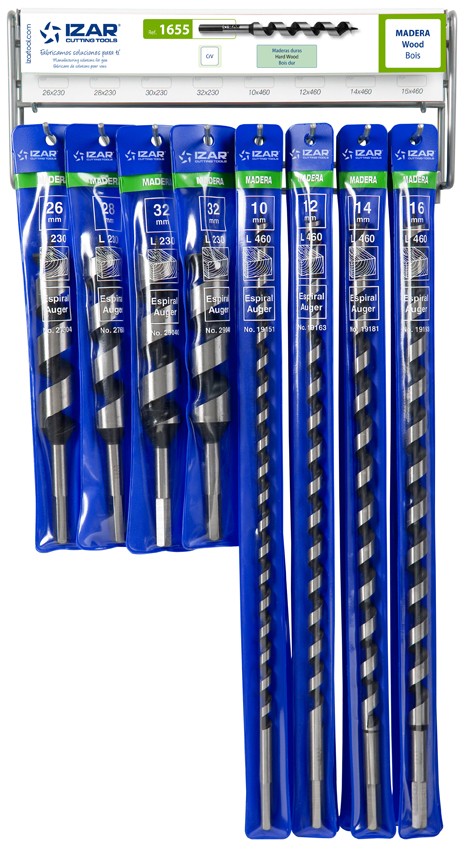 DISPLAYS Y PRESENTACIONES - 4995 - DISP. 39 - BROCA MADERA ESPIRAL TORNILLO EN LA PUNTA (26x230-16x460 mm)