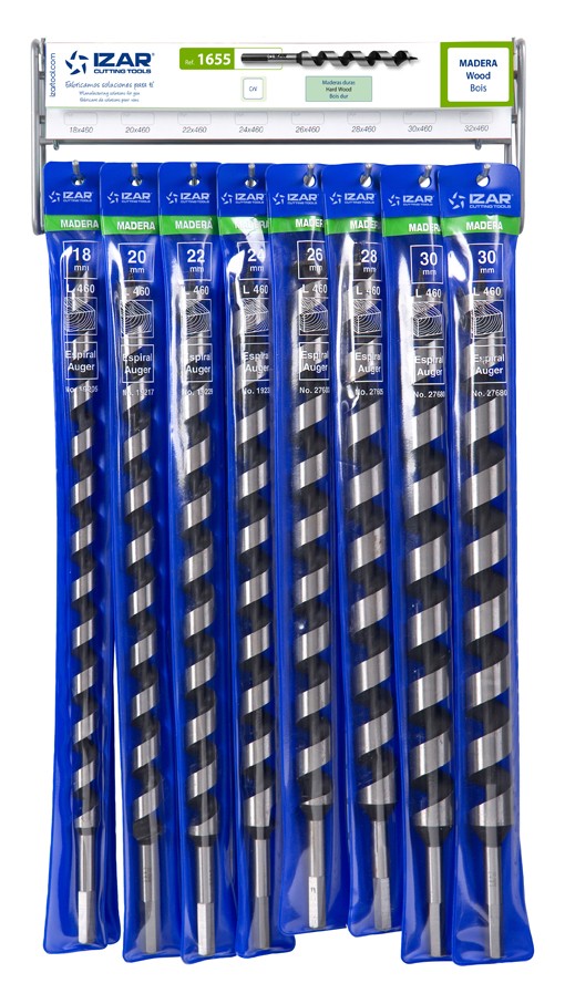 DISPLAYS Y PRESENTACIONES - 4995 - DISP. 40 - BROCA MADERA ESPIRAL TORNILLO EN LA PUNTA (18-32x460 mm)