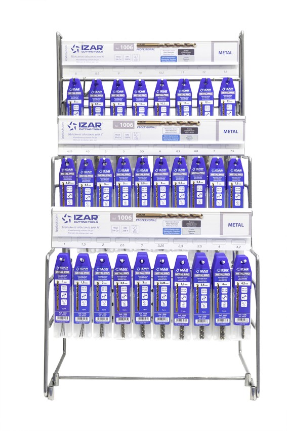 DISPLAYS Y PRESENTACIONES - 4995 - DISP. 48 - BROCA MANGO CILINDRICO COBALTO (DIN 338 N) + PREVIOS ROSCADO