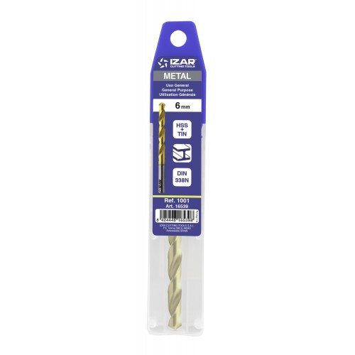 BROCA HSS DIN338N CLASSIQUE BLISTER - 1001 - 1,00 mm - TIN