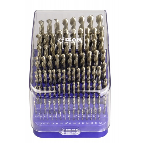 MINI-CABINET BROCAS DIN338N 99-UDS. - 1404 - 1-10X0,10 + PREVIOS ROSCADO ≤ 13 mm ZIRKON (1015) - PUNTA ZIRKONIO
