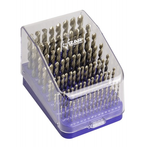 MINI-CABINET BROCAS DIN338N 99-UDS. - 1404 - 1-10X0,10 + PREVIOS ROSCADO ≤ 13 mm ZIRKON (1015) - PUNTA ZIRKONIO