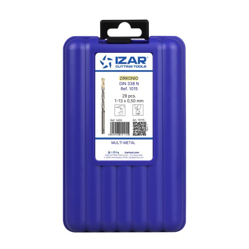 JUEGO BROCAS DIN338 29-UDS. - 1459 - 1-13X0,50 + PREVIOS ROSCADO ZIRKON (1015) - PUNTA ZIRKONIO