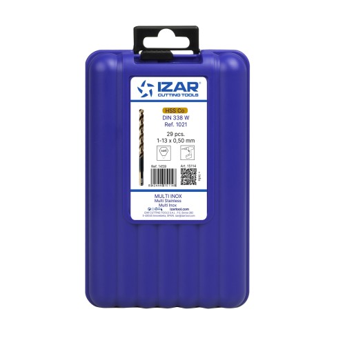 JUEGO BROCAS DIN338 29-UDS. - 1459 - 1-13X0,50 + PREVIOS ROSCADO HSSE MULTI-INOX (1021)