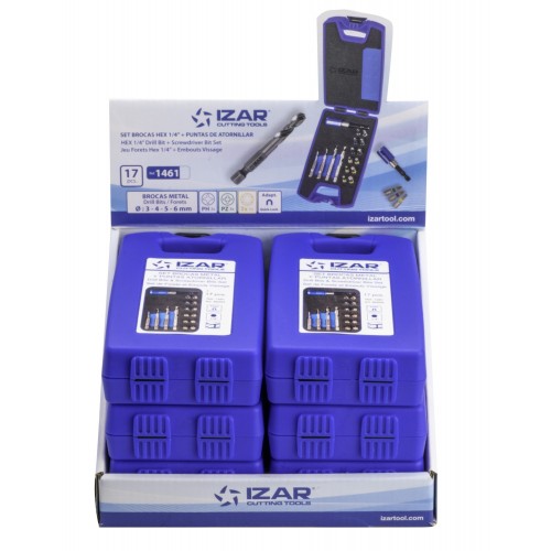 SET MIXTO  - 1461 - EXPO BOX-PALLET 6 SETS BROCAS HEXAGONALES METAL + PUNTAS ATORNILLAR 17 PCS