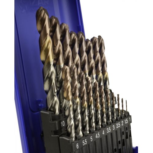 JUEGO BROCAS DIN338 19-UDS. - 1466 - 1-10X0,50 HSSE+BORDEAUX (1029) - POINTE BORDEAUX