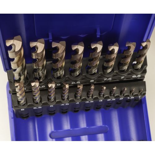JUEGO BROCAS DIN338 19-UDS. - 1466 - 1-10X0,50 HSSE+BORDEAUX (1029) - POINTE BORDEAUX