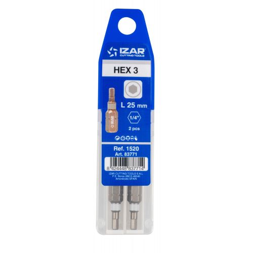 PUNTA ATORNILLAR DIN3126 STANDARD - 1520 - HEX 3 - L25 - (pack 2 uds.  -  EUR/pack)