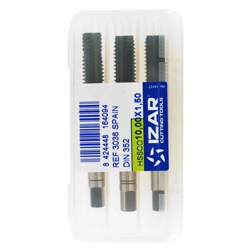JUEGO 3-MACHOS MANO HSS Co DIN352/2181 (M/MF) INOX - 3036 - 02,00X0,40