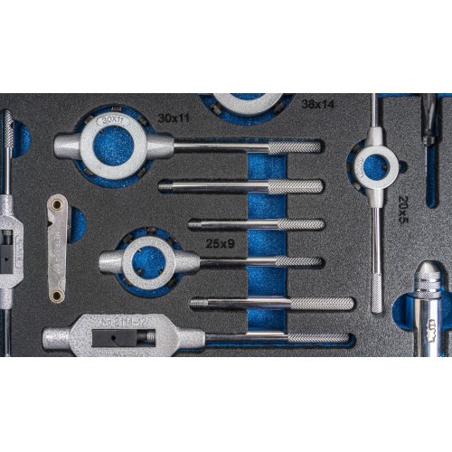 JUEGO MACHOS-COJINETES MANO - 3406 - M3-M12 + COMBI (MOD. 2) 45 pcs.