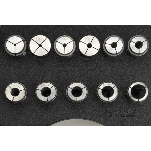PINZA PRECISIÓN GRAN APRIETE C 10 MICRAS - 8395 - SET C32 - 11 pcs. (4 - 5 - 6 - 8 - 10 - 12 - 14 - 16 - 18 - 20 - 25)