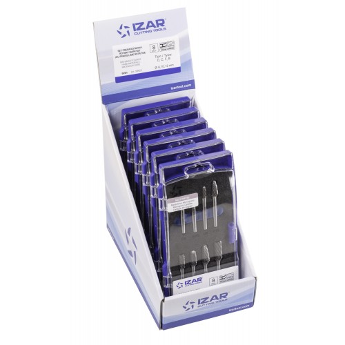 JUEGO FRESAS ROTATIVAS METAL DURO - 9201 - EXPO 6 SETS 08 PCS (D-C-F-B)