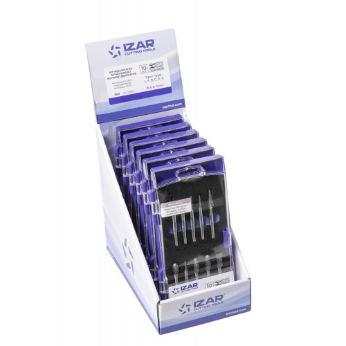 JUEGO FRESAS ROTATIVAS METAL DURO - 9201 - EXPO 6 SETS 10 PCS (L-F-B-C-E/D)