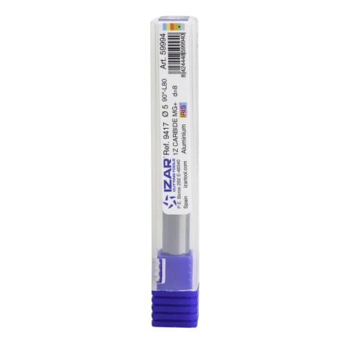 FRESA PULIDA MICROGRANO 1Z ALUMINIO LARGA - 9417 - 05,00 mm x L80 90º d=8 - IRIS