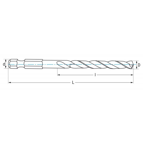 REF. 1613 BROCA HSS HEXAGONAL 1/4 LARGA DIN E6.3 METAL
