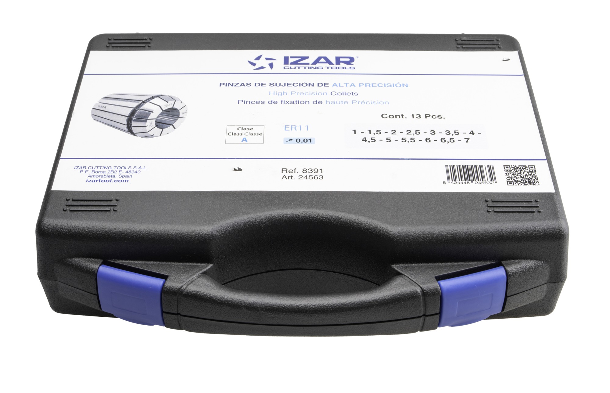 PINZA PRECISIÓN ER 10 MICRAS DIN-6499B - 8391 - SET ER11 - 13 pcs. (1 - 1,5 - 2 - 2,5 - 3 - 3,5 - 4 - 4,5 - 5 - 5,5 - 6 - 6,5 - 7)