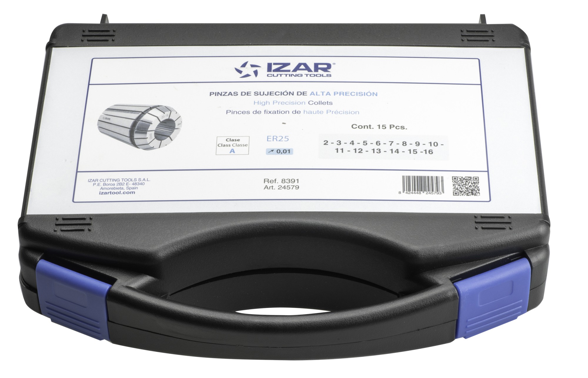 PINZA PRECISIÓN ER 10 MICRAS DIN-6499B - 8391 - SET ER25 - 15 pcs. (2 - 3 - 4 - 5 - 6 - 7 - 8 - 9 - 10 - 11 - 12 - 13 - 14 - 15 - 16)