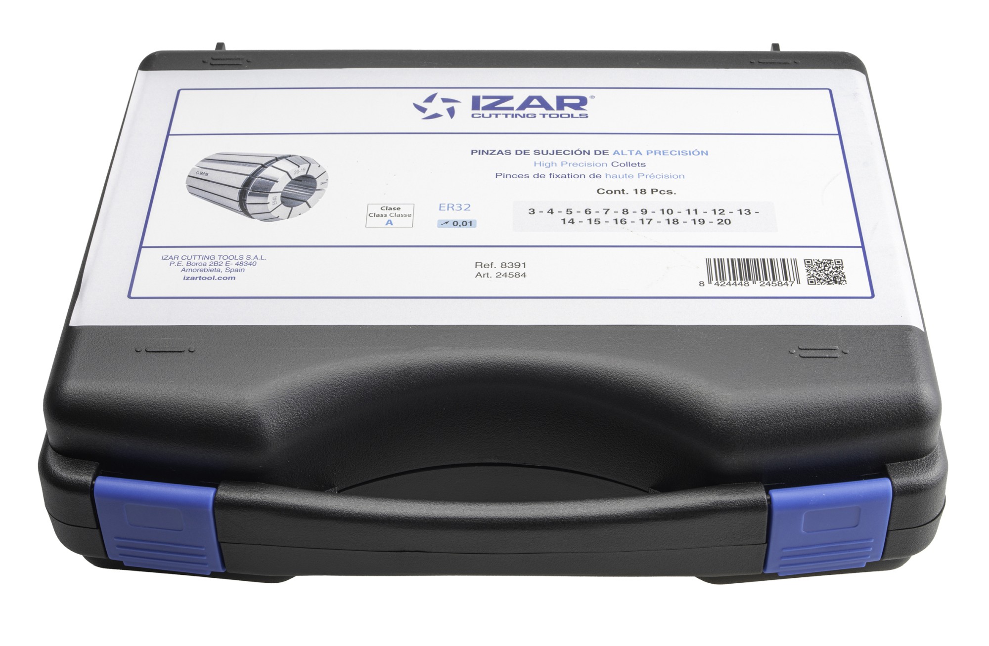 PINZA PRECISIÓN ER 10 MICRAS DIN-6499B - 8391 - SET ER32 - 18 pcs. (3 - 4 - 5 - 6 - 7 - 8 - 9 - 10 - 11 - 12 - 13 - 14 - 15 - 16 - 17 - 18 - 19 - 20)