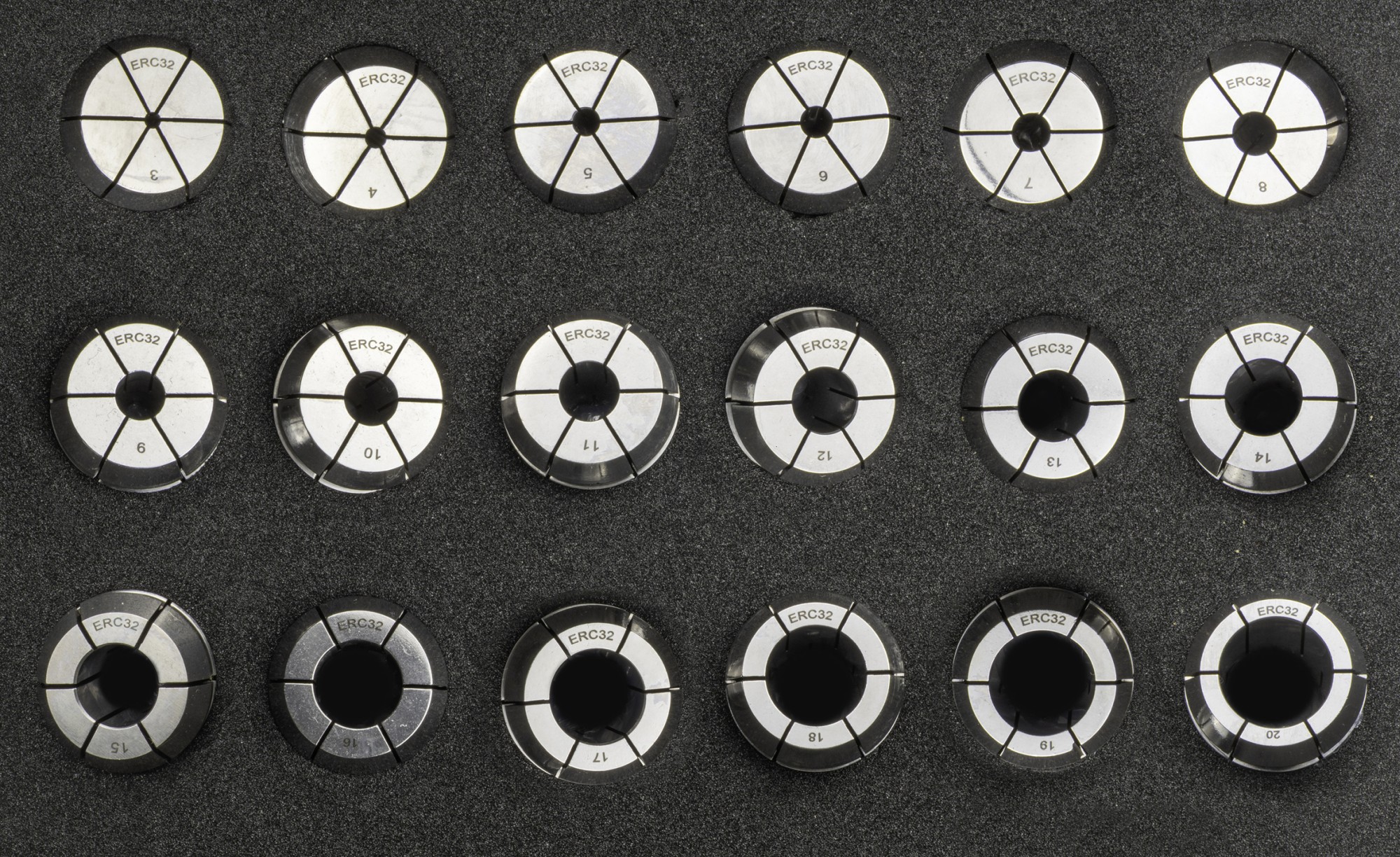 PINZA PRECISIÓN ESTANCA ERC 10 MICRAS DIN-6499B - 8392 - SET ERC32 - 18 pcs. (3 - 4 - 5 - 6 - 7 - 8 - 9 - 10 - 11 - 12 - 13 - 14 - 15 - 16 - 17 - 18 - 19 - 20)