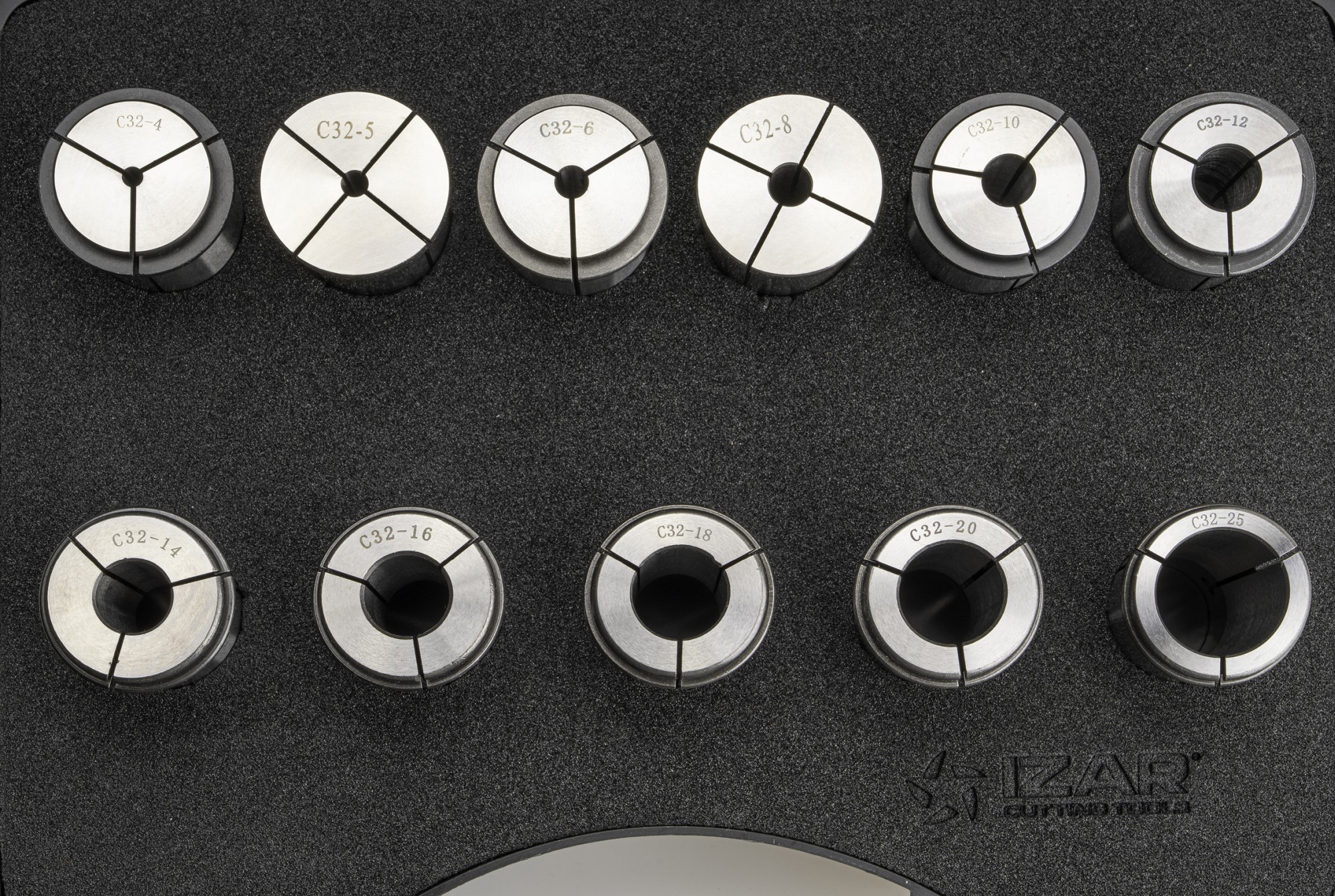 PINZA PRECISIÓN GRAN APRIETE C 10 MICRAS - 8395 - SET C32 - 11 pcs. (4 - 5 - 6 - 8 - 10 - 12 - 14 - 16 - 18 - 20 - 25)